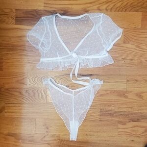 NWOT Cute and Sexy White Lace Lingerie Set